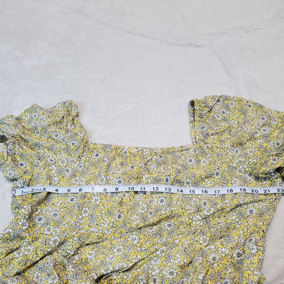 J. Crew Yellow White Black Floral Tiered Cottagecore Romantic Dress Women XXL - Picture 9 of 11